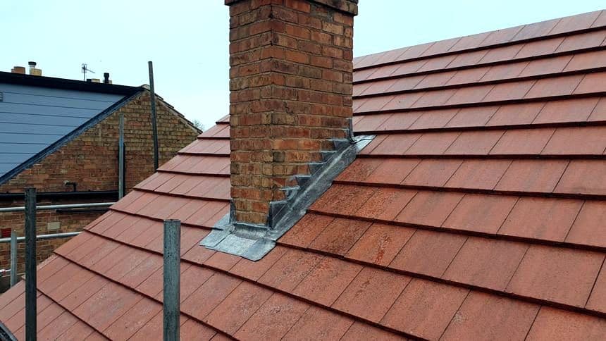 Lead flashing around a chimney